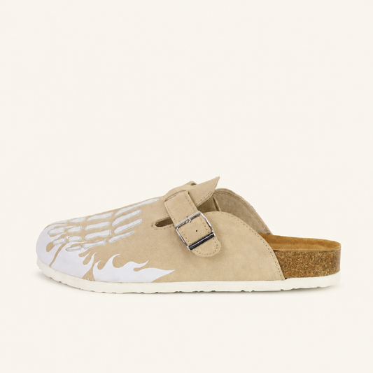 Creme Flame Skeleton Clogs