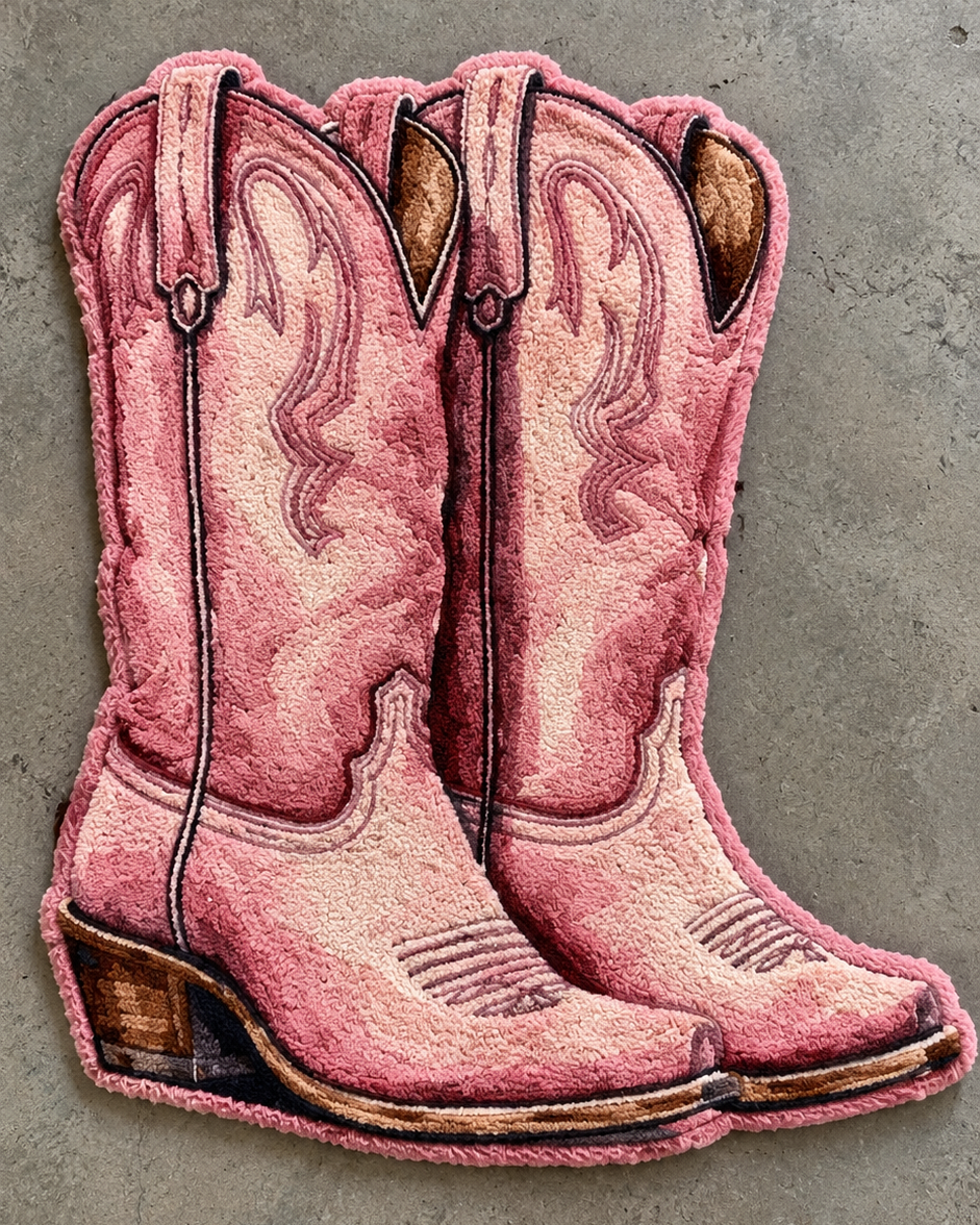 Pink Cowboy Boots Rug