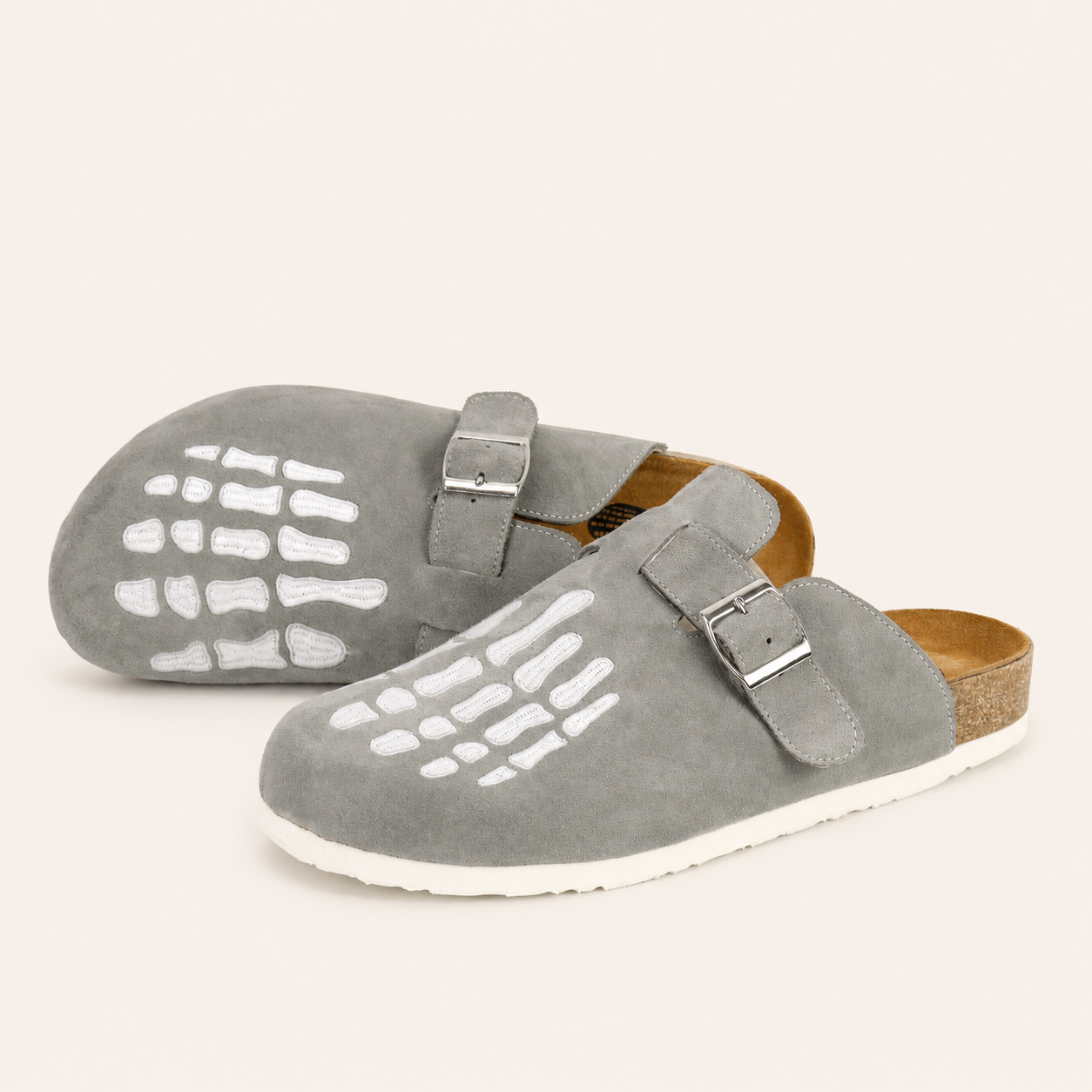 Grey Skeleton Clogs