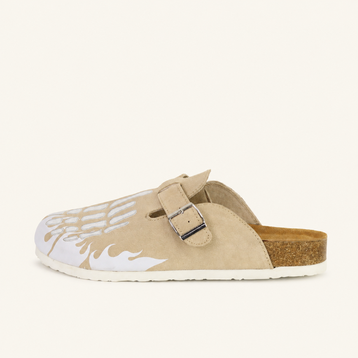 Creme Flame Skeleton Clogs