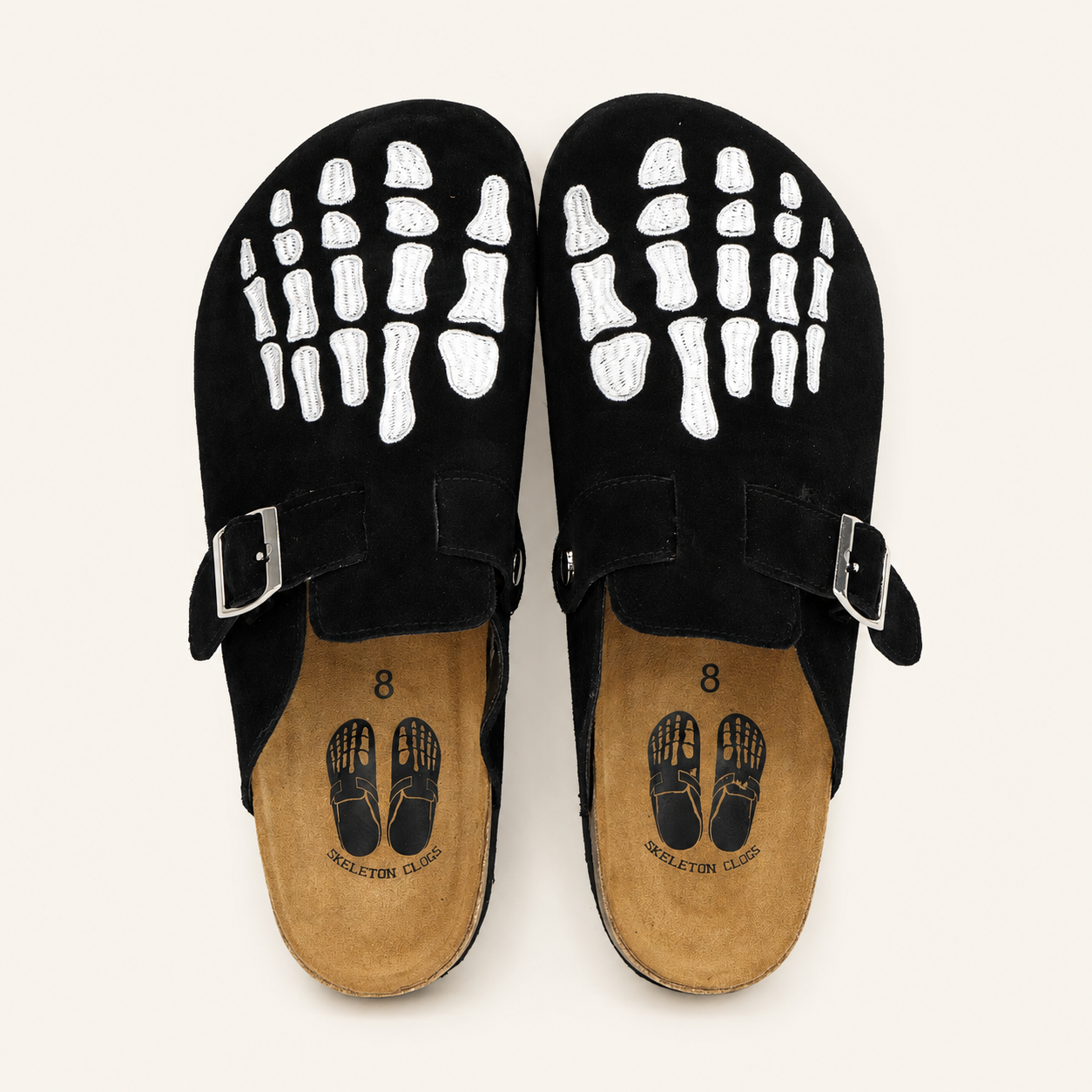 Black Skeleton Clogs