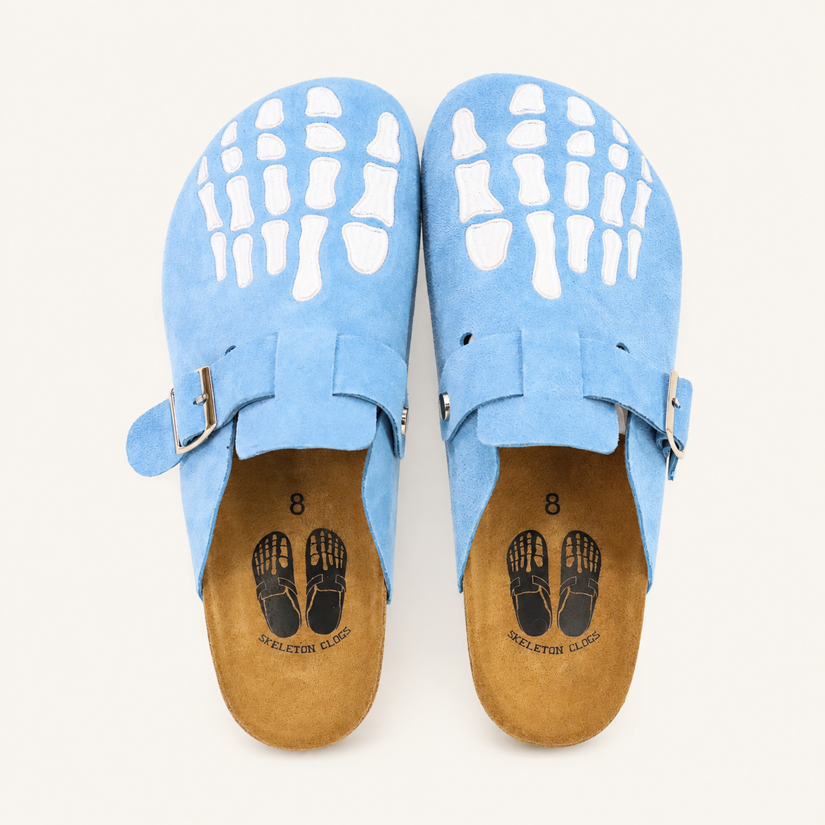Baby Blue Skeleton Clogs