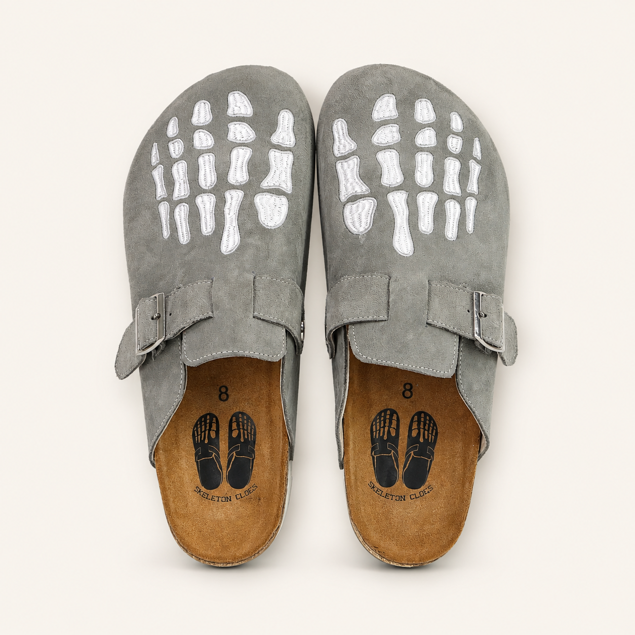 Grey Skeleton Clogs