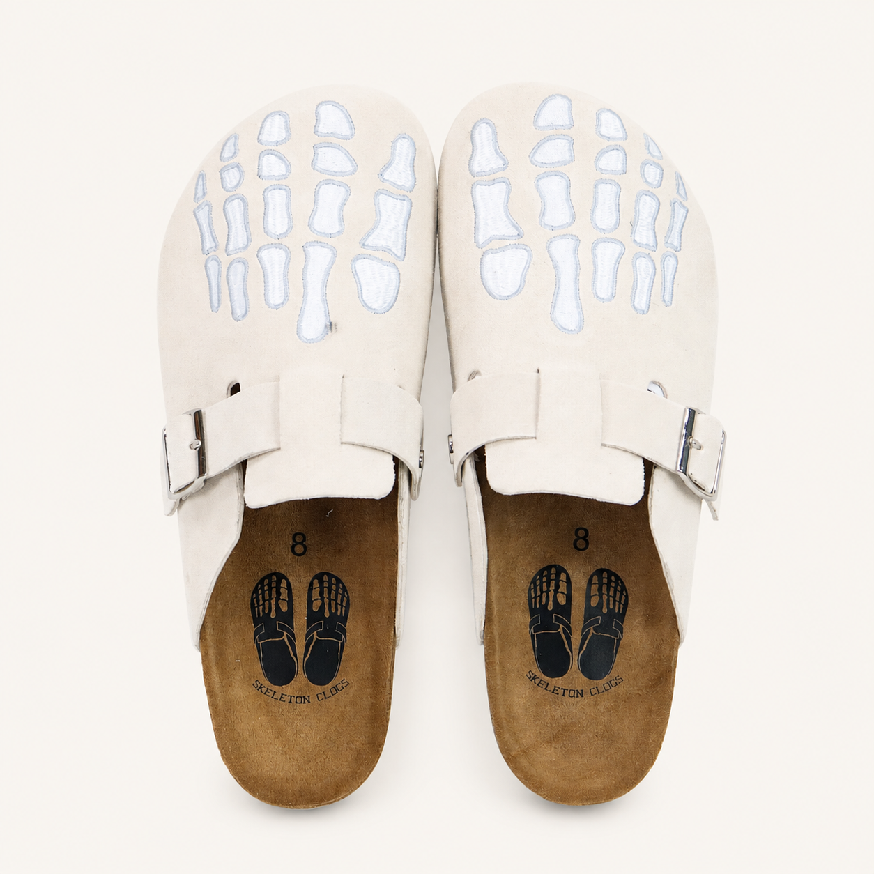 Beige Skeleton Clogs