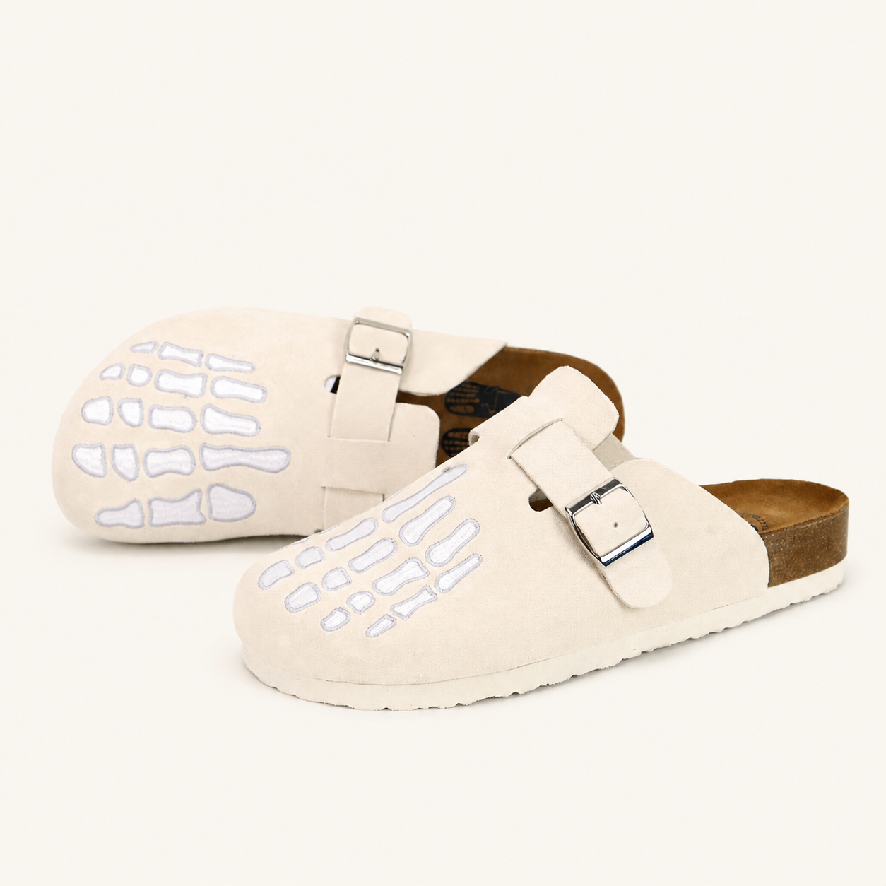 Beige Skeleton Clogs